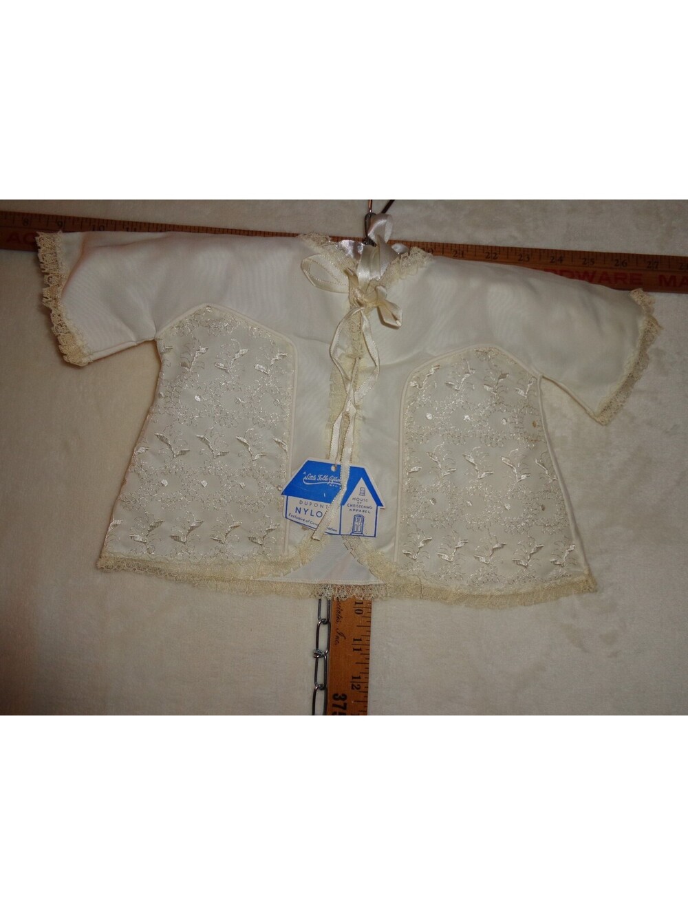 Vintage NWT Little Folks Giftwear Baby Christening Sacque Jacket Ivory Lace